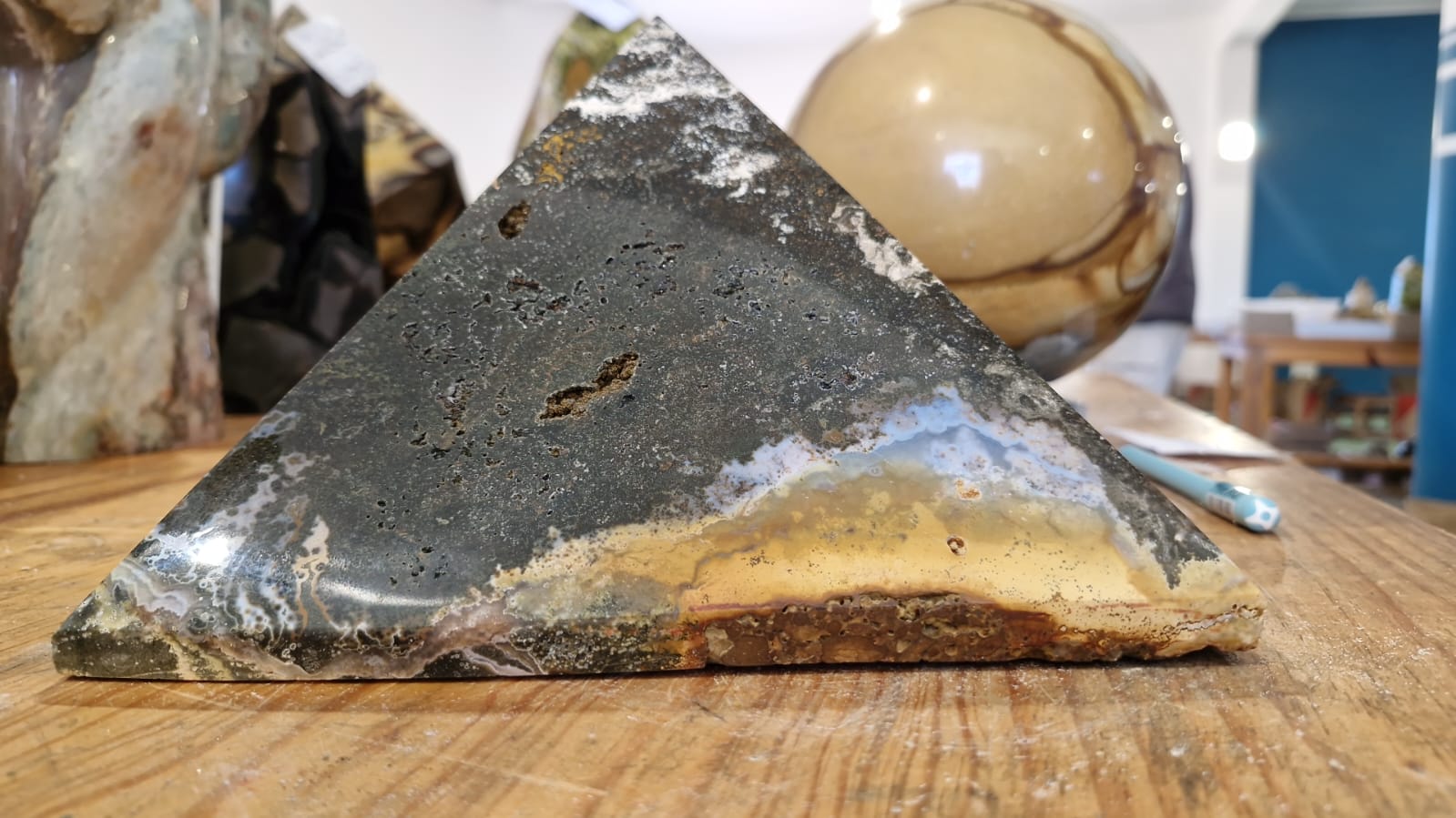 (+12 WEEKS!) Polished XL Ocean Jasper Pyramid x 1 From Boeny, Madagascar