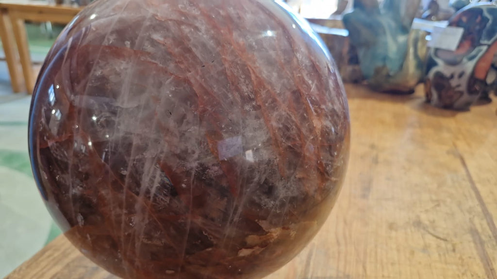 (+12 WEEKS!) Polished XL Red Hematoid Quartz Sphere x 1 From Madagascar