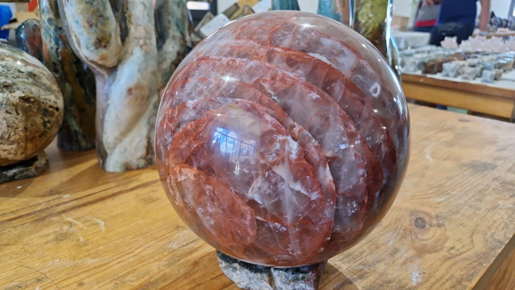 (+12 WEEKS!) Polished XL Red Hematoid Quartz Sphere x 1 From Madagascar