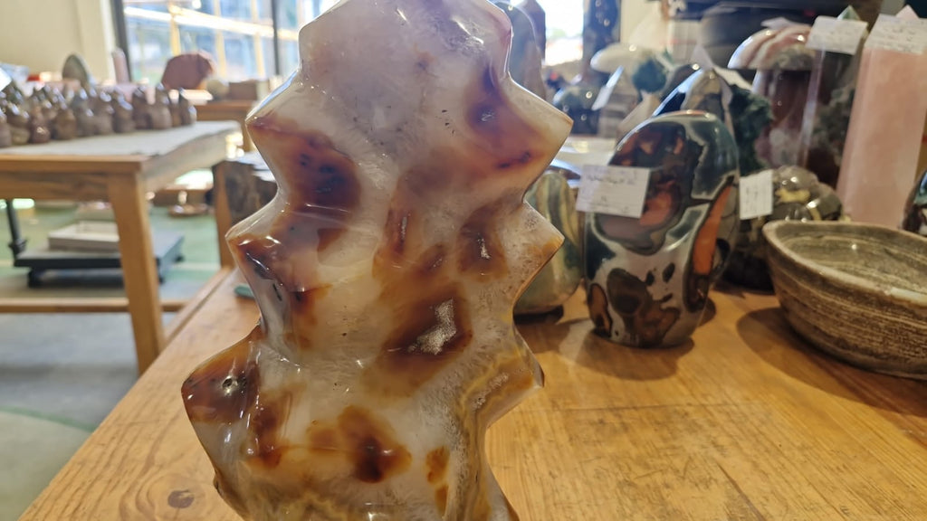 (+12 WEEKS!) Polished XL Carnelian Agate Gemstone Flame Sculpture x 1 From Marovoay, Madagascar