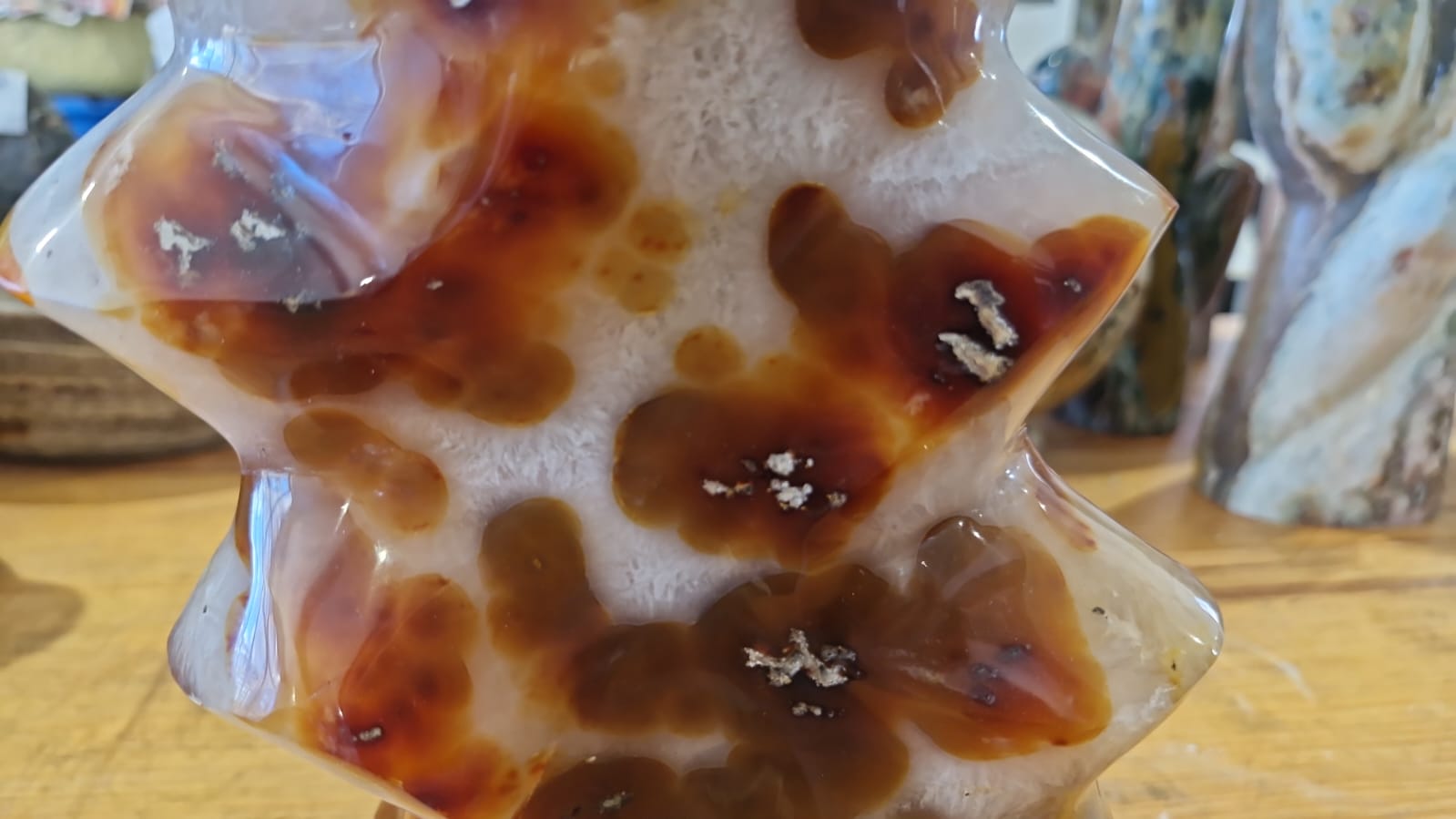 (+12 WEEKS!) Polished XL Carnelian Agate Gemstone Flame Sculpture x 1 From Marovoay, Madagascar