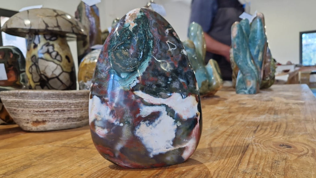 (+12 WEEKS!) Polished Large Rare Ocean Jasper Standing Display Piece x 1 From Boeny, Madagascar