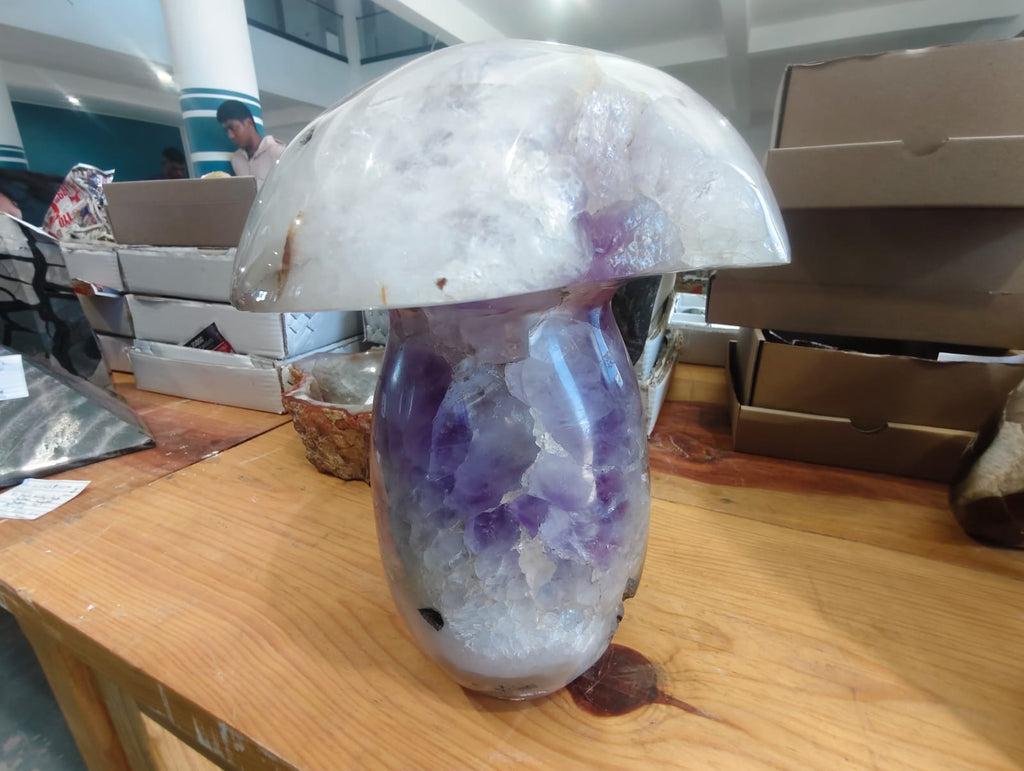 (+12 WEEKS!) Polished XL Purple Amethyst Agate Mushroom Sculpture x 1 From Maintirano, Madagascar