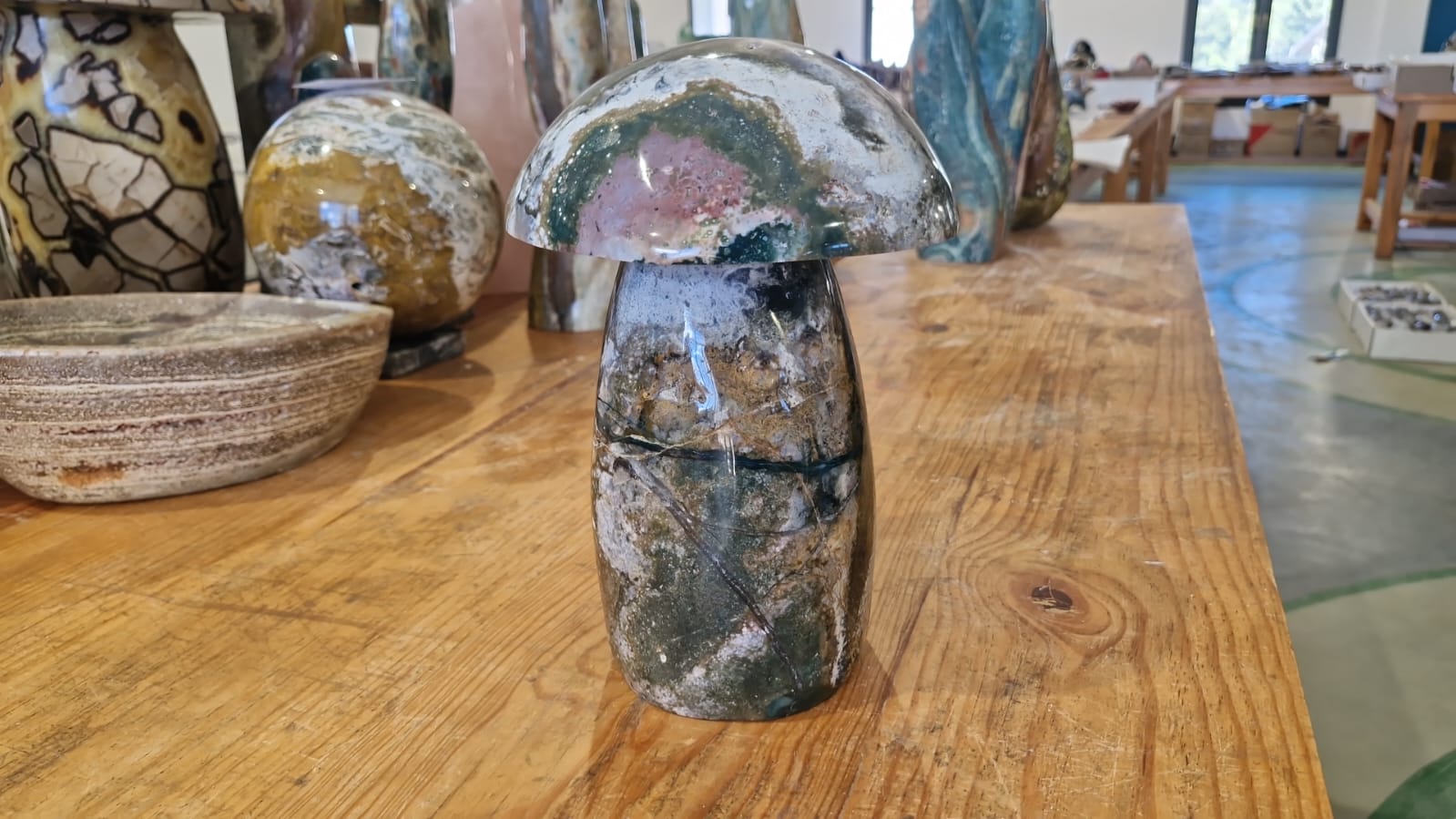 (+12 WEEKS!) Polished XL Rare Ocean Jasper Mushroom x 1 From Boeny, Madagascar
