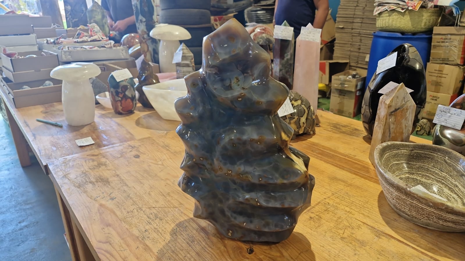 (+12 WEEKS!) Polished XL Agate Flame Carving x 1 From Maintirano, Madagascar