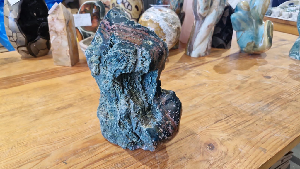 (+12 WEEKS!) Polished and Natural XL Unique Ocean Jasper Standing Display Piece x 1 From Boeny, Madagascar