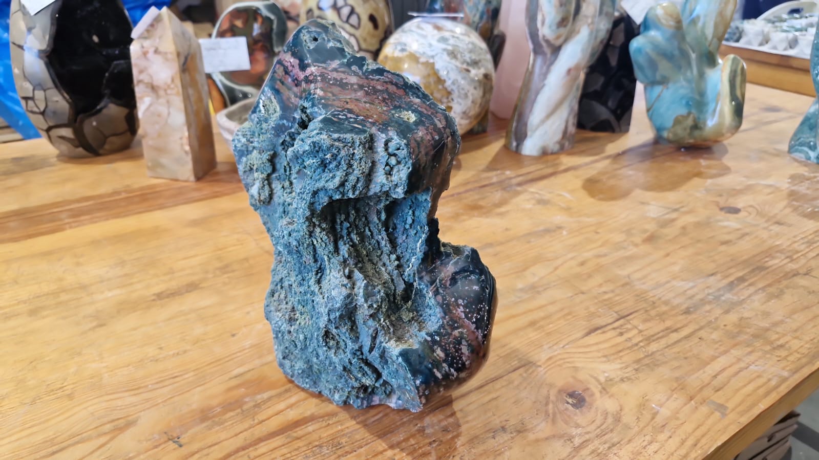 (+12 WEEKS!) Polished and Natural XL Unique Ocean Jasper Standing Display Piece x 1 From Boeny, Madagascar