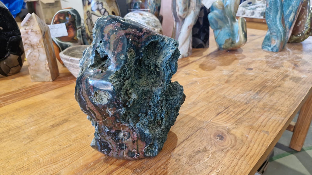 (+12 WEEKS!) Polished and Natural XL Unique Ocean Jasper Standing Display Piece x 1 From Boeny, Madagascar