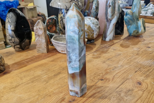 (+12 WEEKS!) Polished Large Rare Ocean Jasper Standing Display Crystal x 1 From Boeny, Madagascar