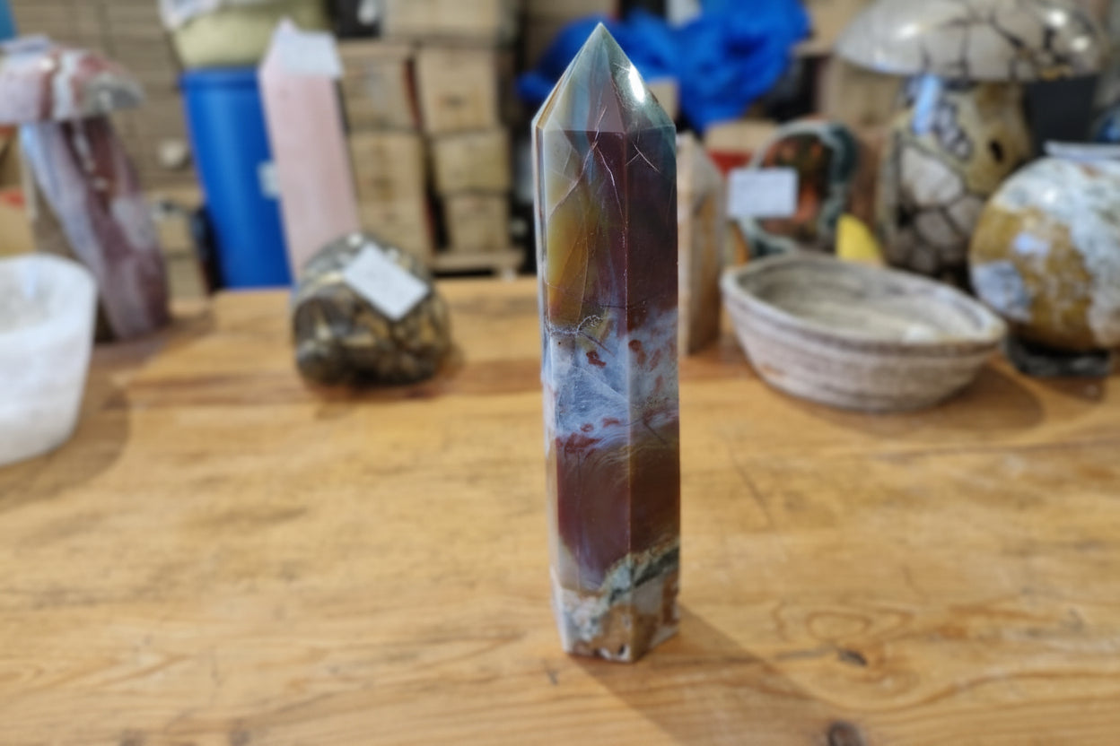 (+12 WEEKS!) Polished Large Rare Ocean Jasper Standing Display Crystal x 1 From Boeny, Madagascar