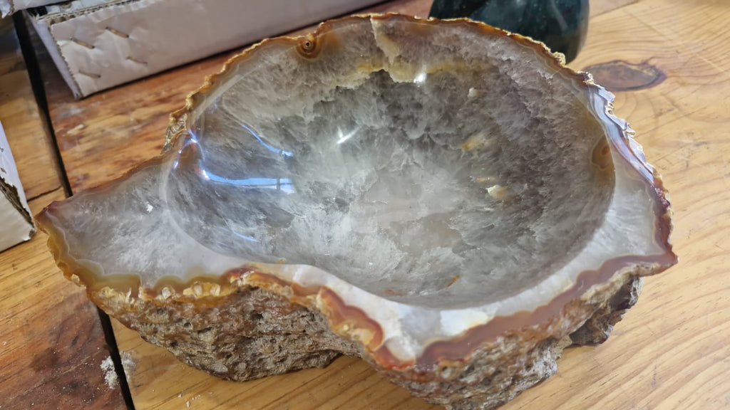 (+12 WEEKS!) Polished and Natural Large Carnelian Agate Gemstone Bowl x 1 From Marovoay, Madagascar