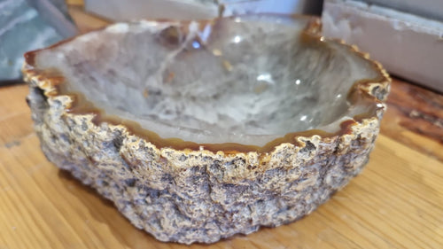 (+12 WEEKS!) Polished and Natural Large Carnelian Agate Gemstone Bowl x 1 From Marovoay, Madagascar