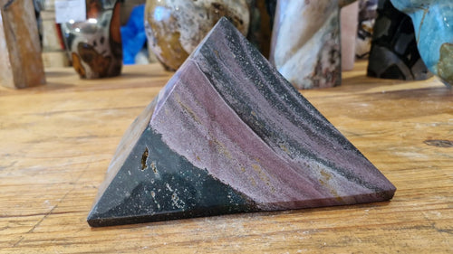 (+12 WEEKS!) Polished XL Rare Ocean Jasper Pyramid x 1 From Boeny, Madagascar
