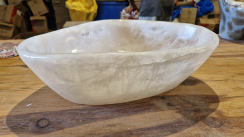 (+12 WEEKS!) Polished XL Snow White Quartz Bowl x 1 From Madagascar