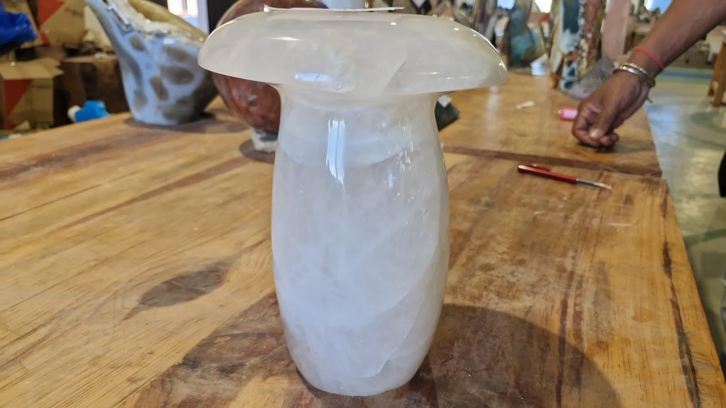 (+12 WEEKS!) Polished Large White Snow Quartz Mushroom x 1 From Madagascar