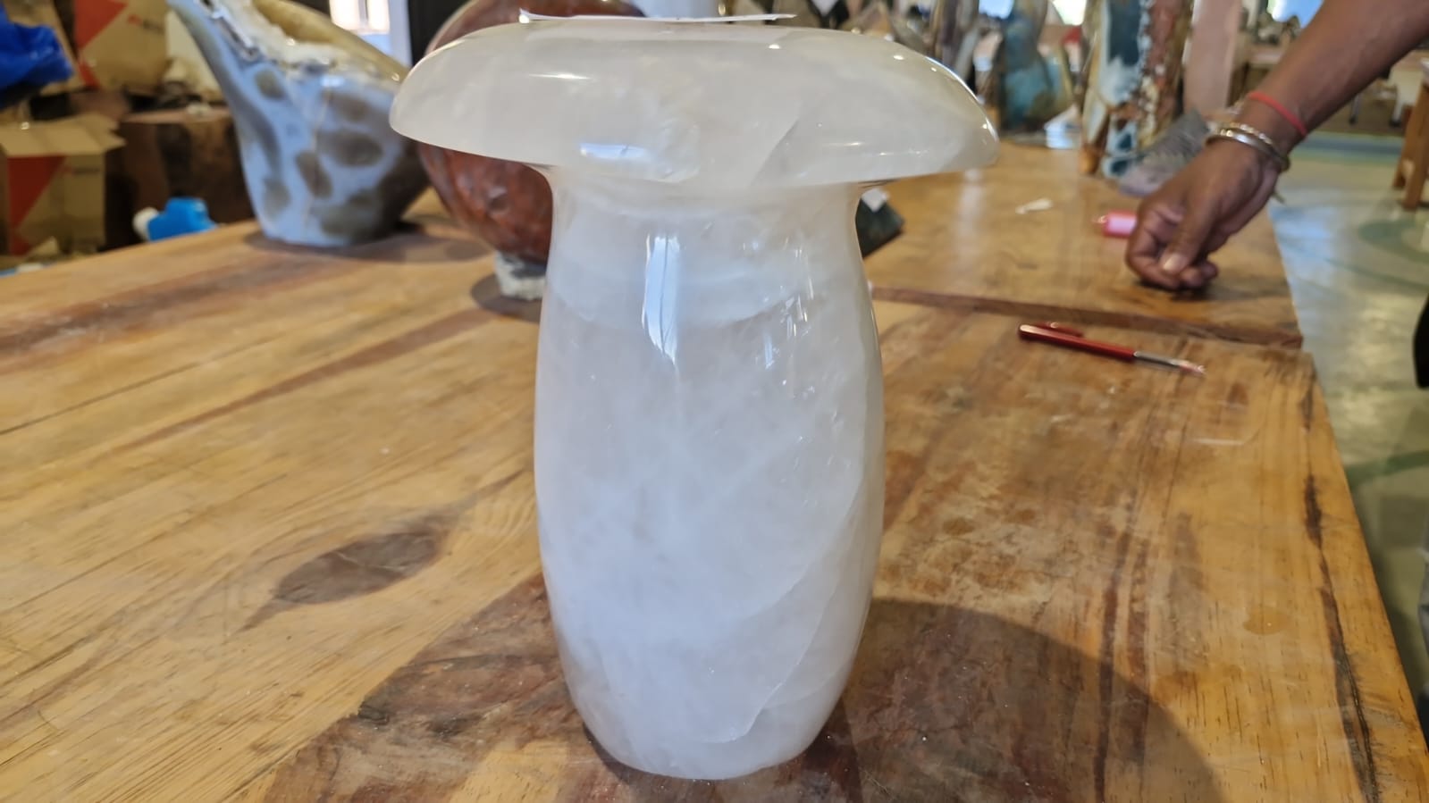 (+12 WEEKS!) Polished Large White Snow Quartz Mushroom x 1 From Madagascar