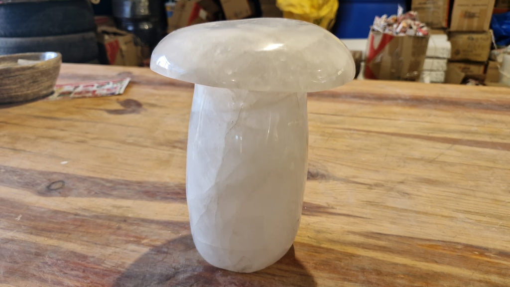 (+12 WEEKS!) Polished Large White Snow Quartz Mushroom x 1 From Madagascar