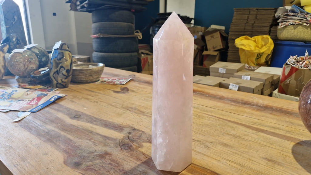 (+12 WEEKS!) Polished Large Gemmy Rose Quartz Standing Display Crystal x 1 From Ambatondrazaka, Madagascar