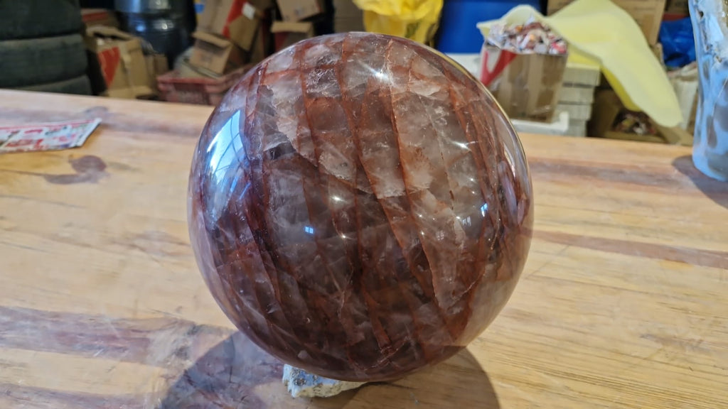 (+12 WEEKS!) Polished XL Red Hematoid Quartz Sphere x 1 From Morondava, Madagascar