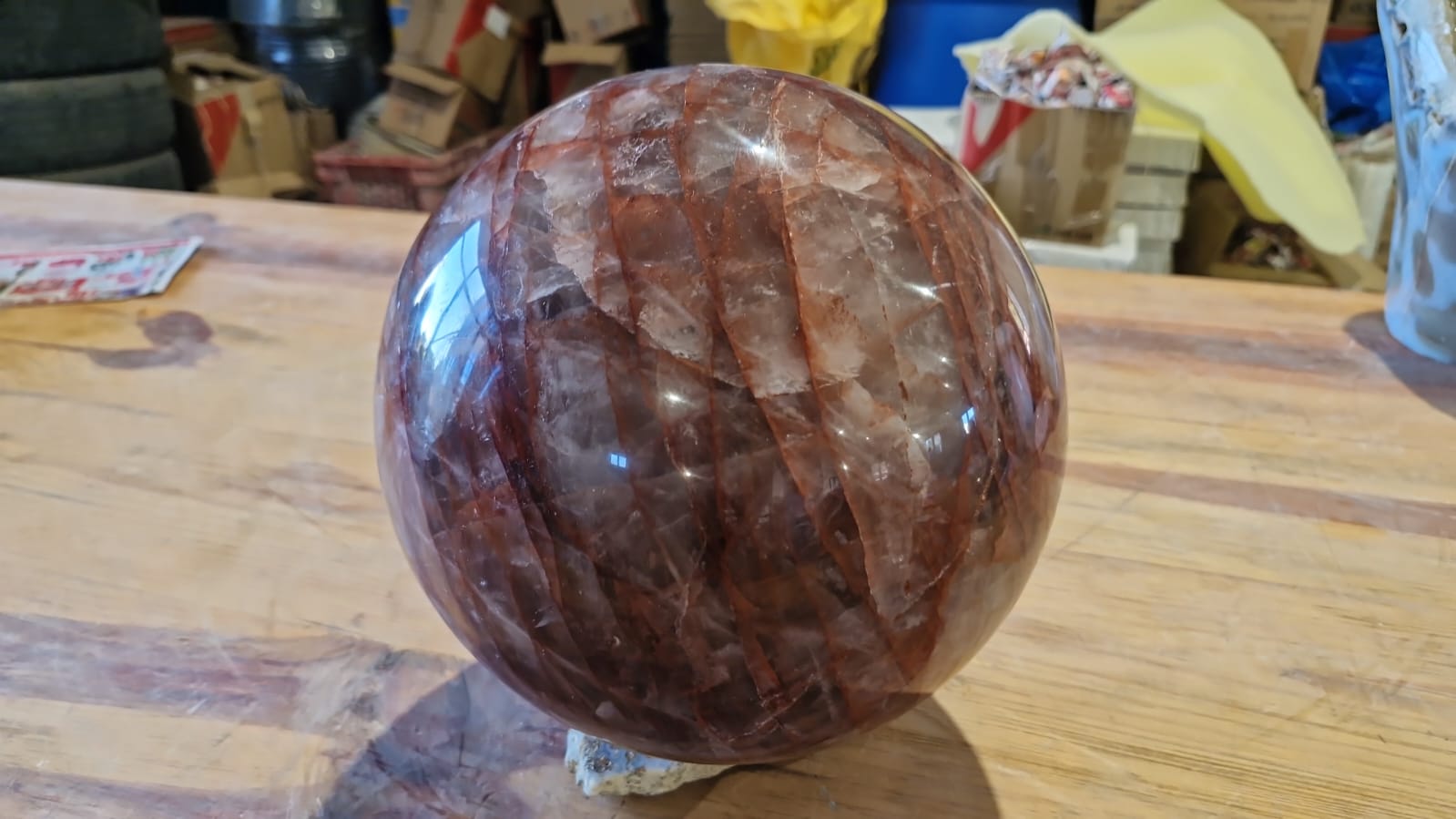 (+12 WEEKS!) Polished XL Red Hematoid Quartz Sphere x 1 From Morondava, Madagascar