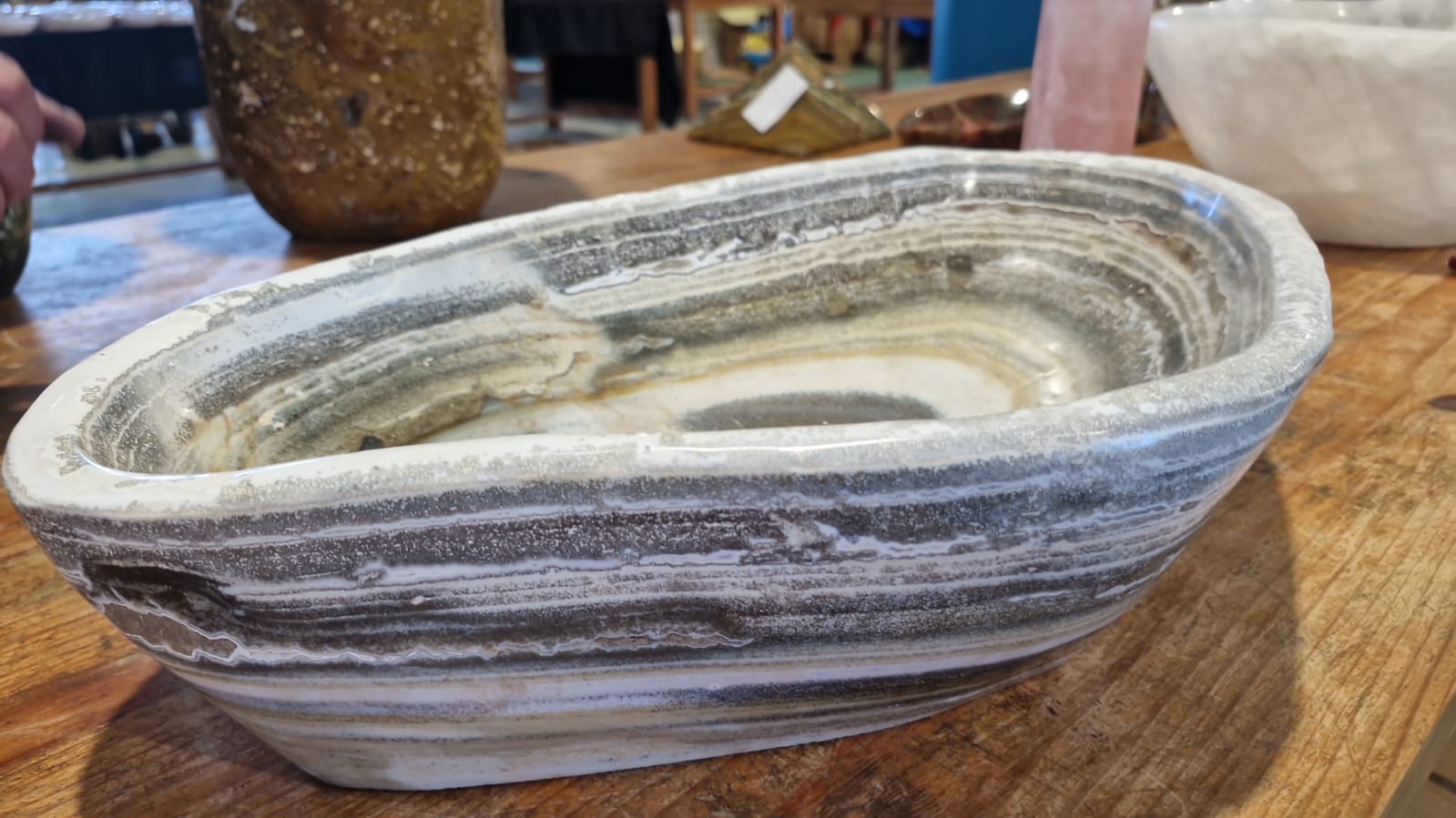(+12 WEEKS!) Polished XL Rare Ocean Jasper Bowl x 1 From Boeny, Madagascar