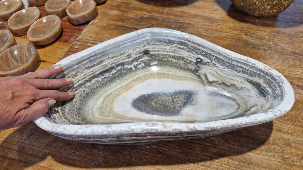 (+12 WEEKS!) Polished XL Rare Ocean Jasper Bowl x 1 From Boeny, Madagascar