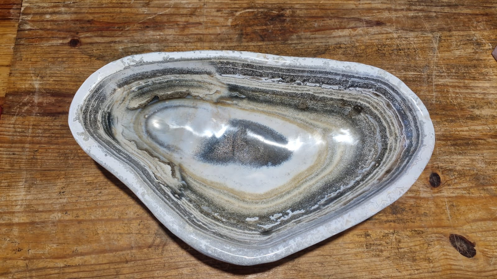 (+12 WEEKS!) Polished XL Rare Ocean Jasper Bowl x 1 From Boeny, Madagascar