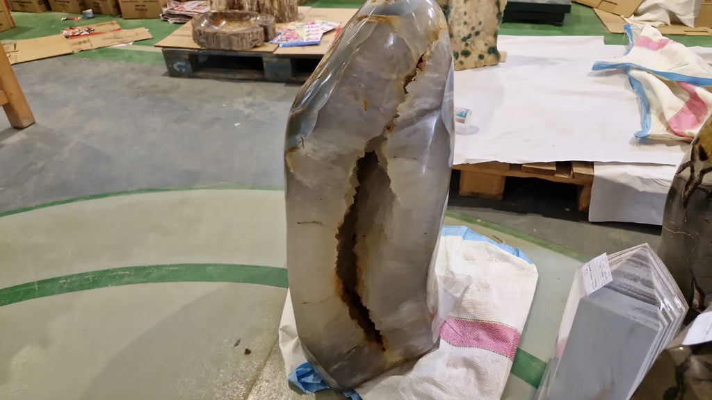 (+12 WEEKS!) Polished and Natural XXXL Agate Crystalline Vug Geode Showpiece x 1 From Maintirano, Madagascar