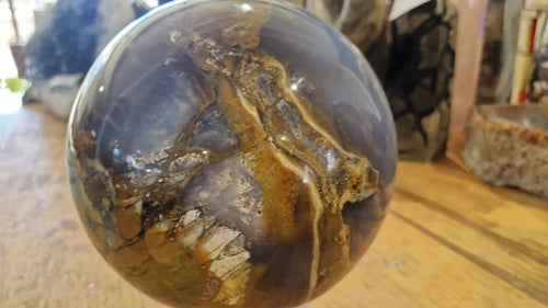 (+12 WEEKS!) Polished XL Green and Grey Opal Brecciated Sphere x 1 From Betroka, Madagascar