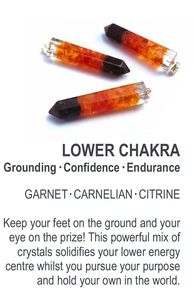 Polished Packaged Hand Crafted Lower Chakra Resin Pendant with Stone Chips - sold per piece - From Bulwer, South Africa - TopRock