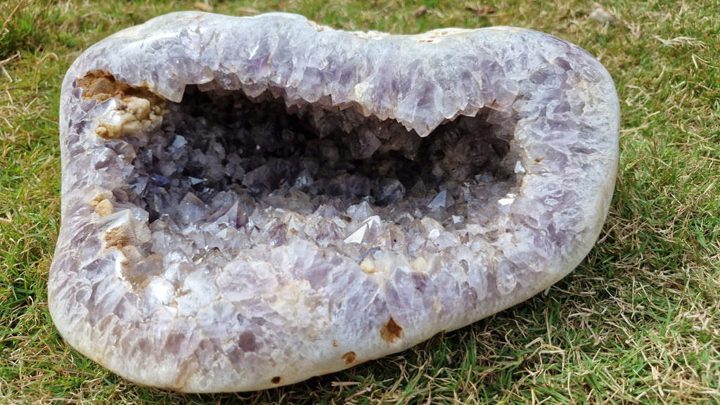 (+12 WEEKS!) Polished and Natural XL Agate Amethyst Crystalline Centred Geode x 1 From Maintirano, Madagascar