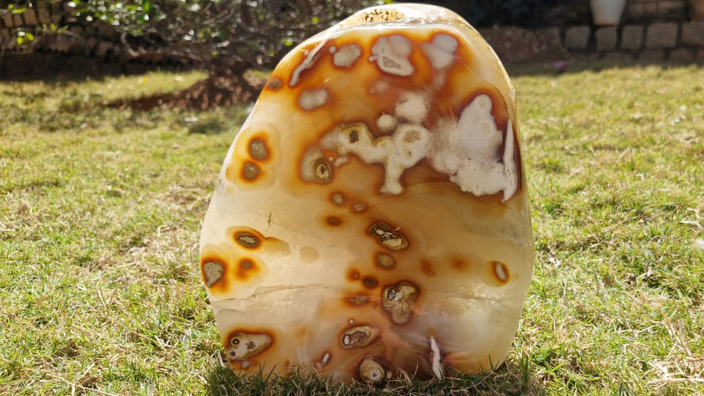 (+12 WEEKS!) Polished and Natural Large Carnelian Gemstone Standing Display Piece x 1 From Marovoay, Madagascar