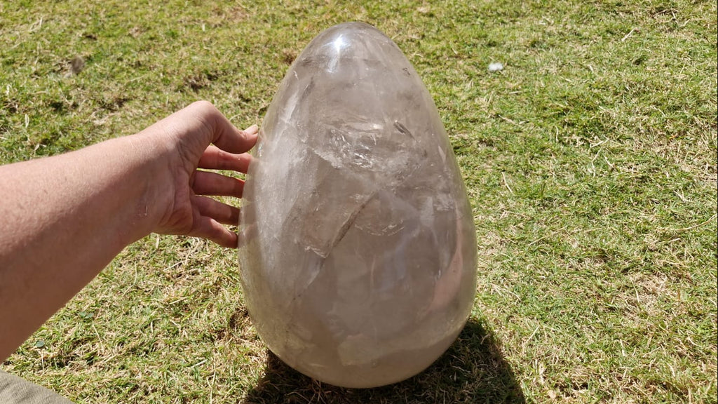 (+12 WEEKS!) Polished XXL Smokey Quartz Crystal Egg x 1 From Madagascar