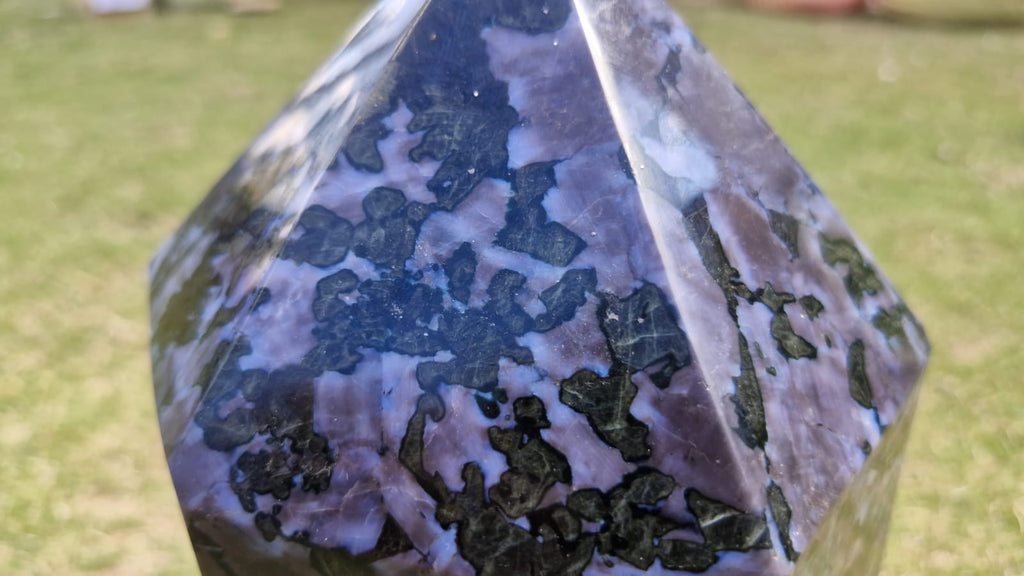 (+12 WEEKS!) Polished XL Gabro "Merlinite" Gemstone Standing Display Tower x 1 From Ambatofinandrahana, Madagascar