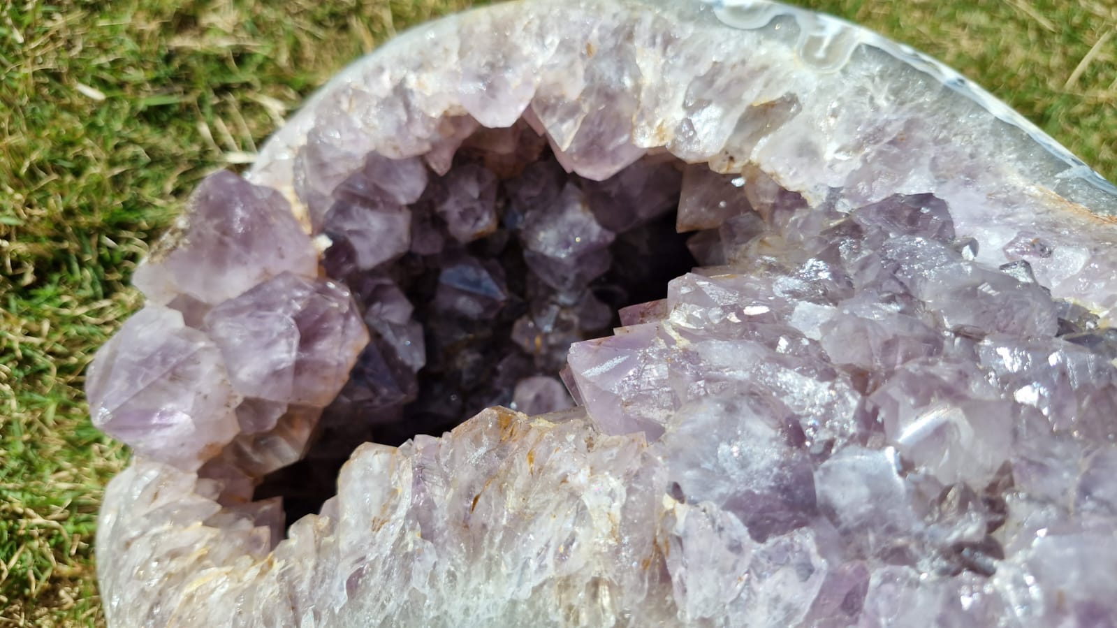 (+12 WEEKS!) Polished and Natural XL Agate with Amethyst Centre Geode x 1 From Maintirano, Madagascar