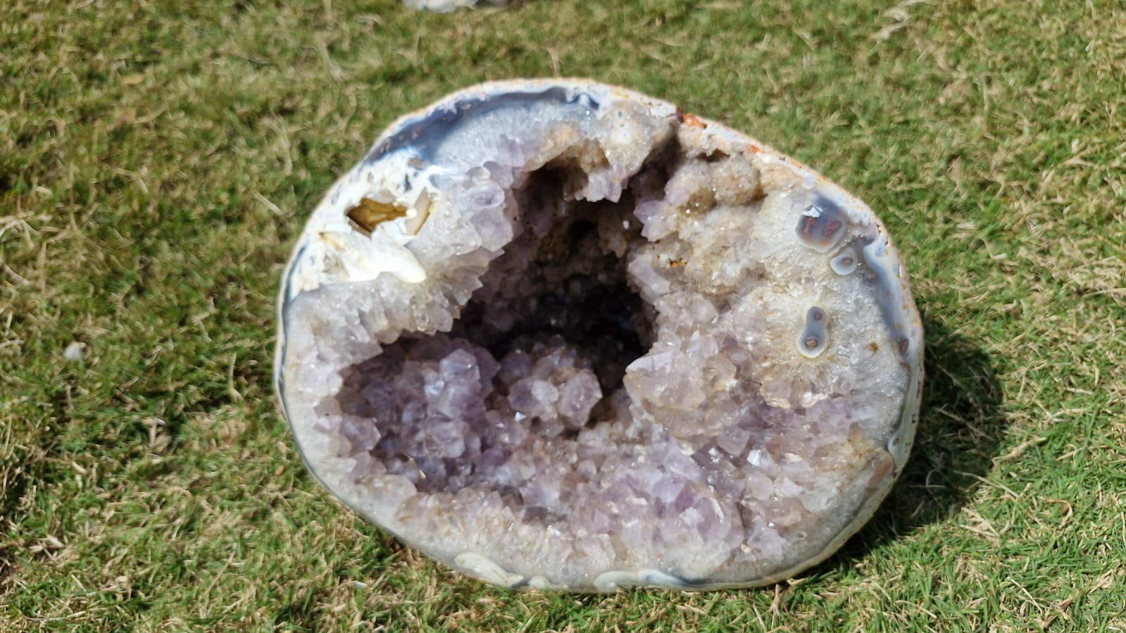 (+12 WEEKS!) Polished and Natural Agate with Amethyst Crystal Centred Geode x 1 From Maintirano, Madagascar