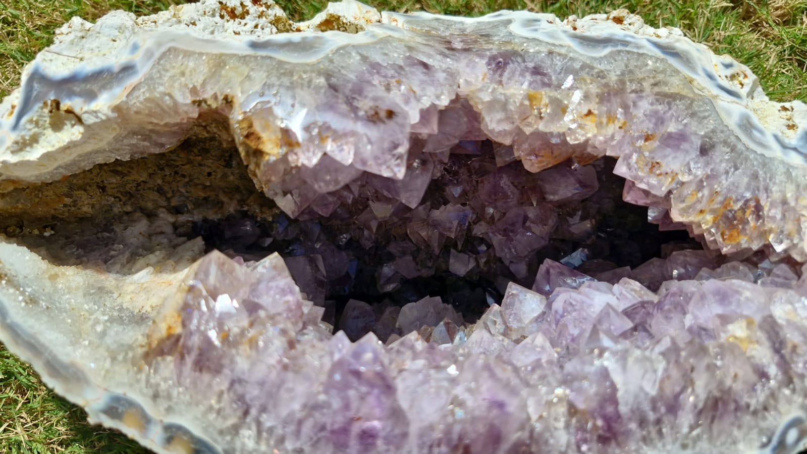 (+12 WEEKS!) Polished and Natural XL Agate Amethyst Crystalline Centred Geode x 1 From Maintirano, Madagascar