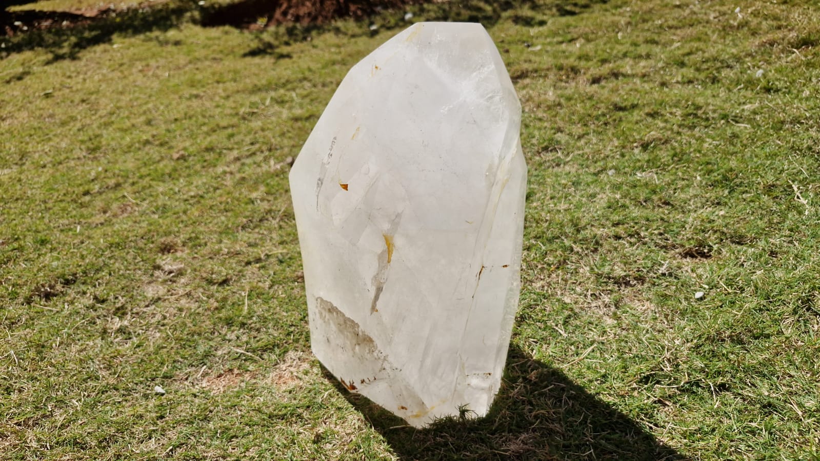 (+12 WEEKS!) Polished XL Quartz Window Crystal with Large Enhydro x 1 From Madagascar
