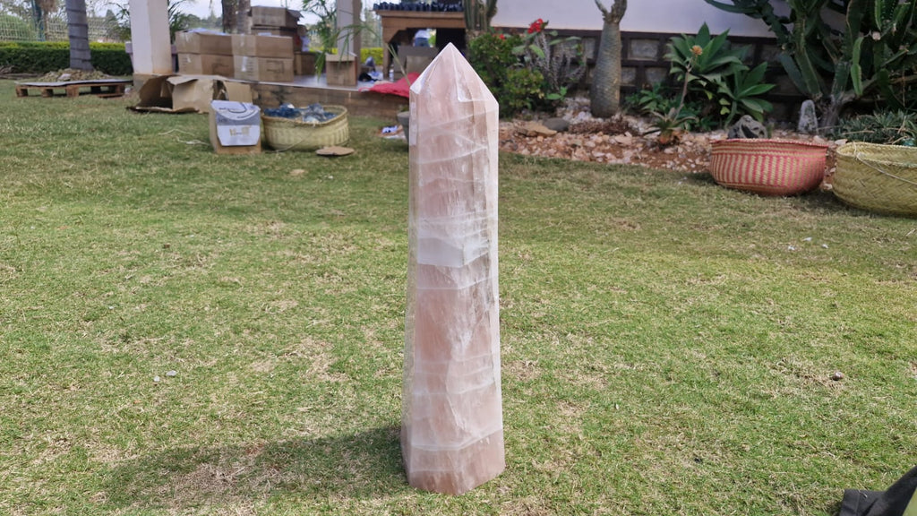 (+12 WEEKS!) Polished XXL Gemmy Rose Quartz Display Crystal Tower x 1 From Ambatondrazaka, Madagascar