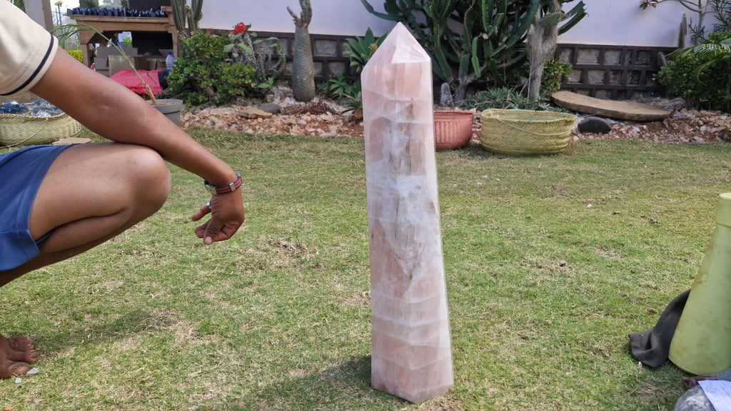 (+12 WEEKS!) Polished XXL Gemmy Rose Quartz Display Crystal Tower x 1 From Ambatondrazaka, Madagascar