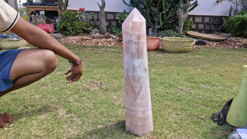 (+12 WEEKS!) Polished XXL Gemmy Rose Quartz Display Crystal Tower x 1 From Ambatondrazaka, Madagascar