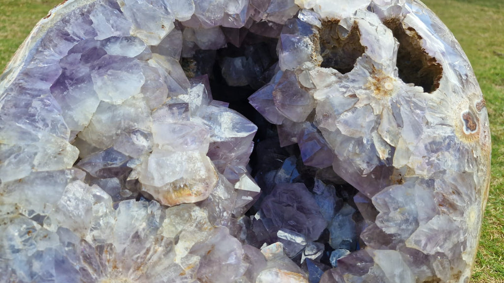 (+12 WEEKS!) Polished and Natural XXL Agate with Amethyst Crystal Centred Geode x 1 From Maintirano, Madagascar