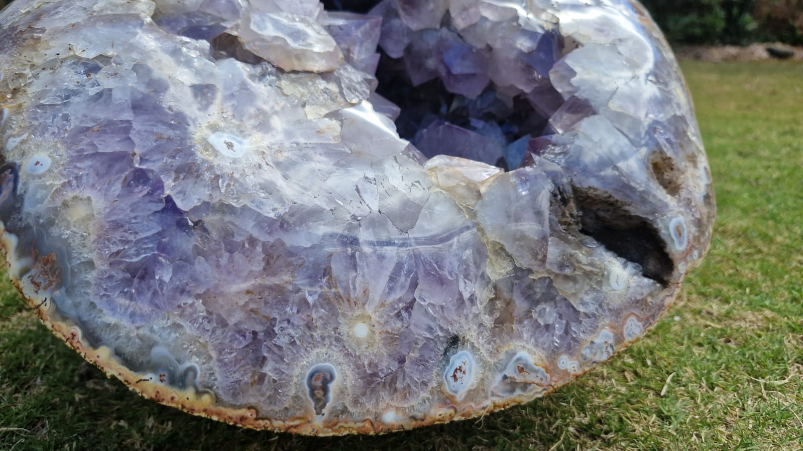 (+12 WEEKS!) Polished and Natural XXL Agate with Amethyst Crystal Centred Geode x 1 From Maintirano, Madagascar
