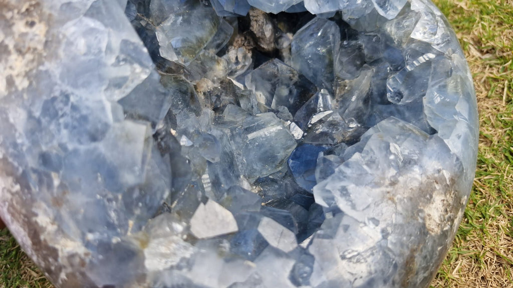 (+12 WEEKS!) Polished and Natural Celestite Gemstone Heart x 1 From Sakoane, Madagascar