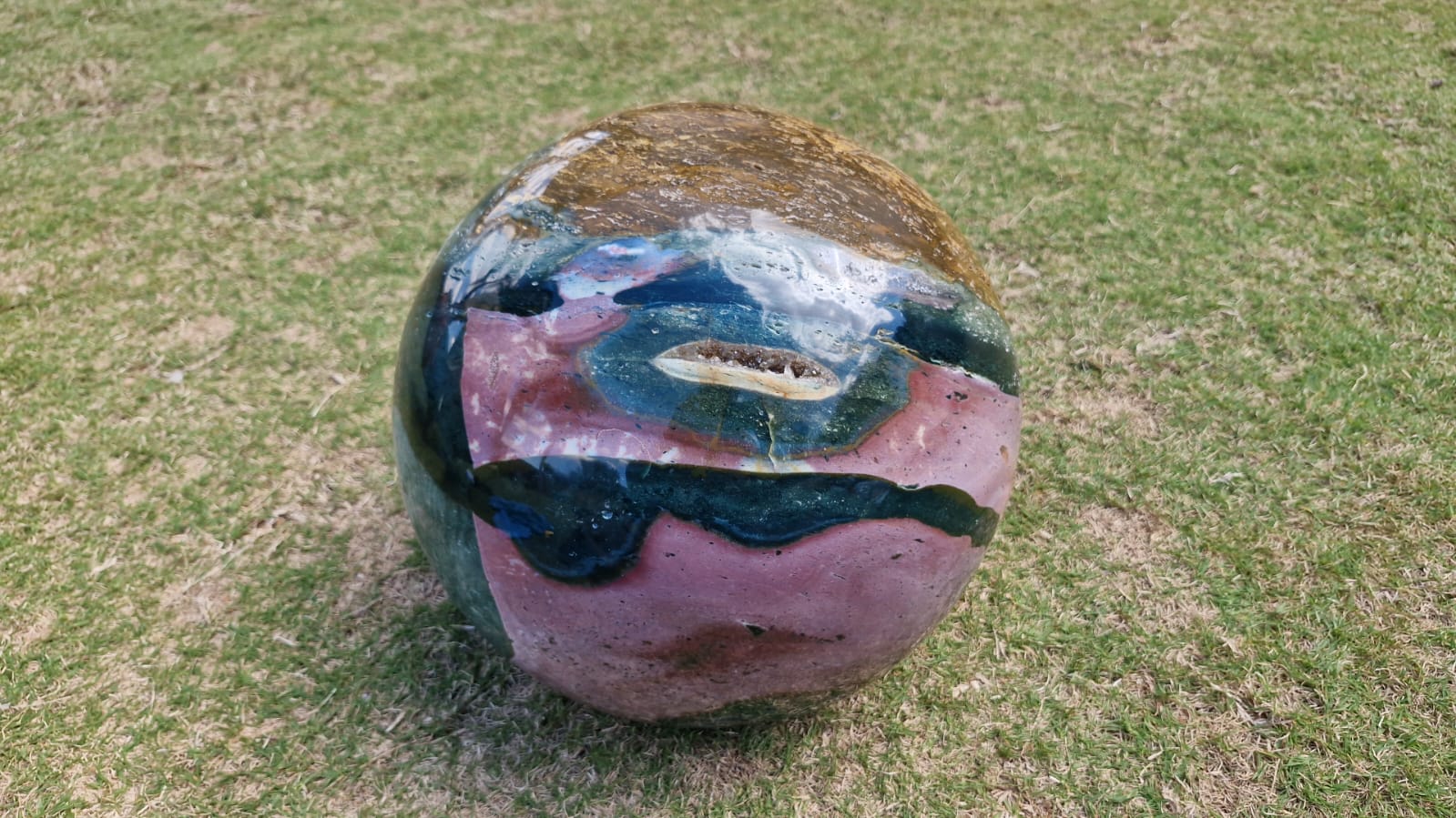 (+12 WEEKS!) Polished XXL Rare Ocean Jasper Sphere with Natural Vug Cavities x 1 From Boeny, Madagascar