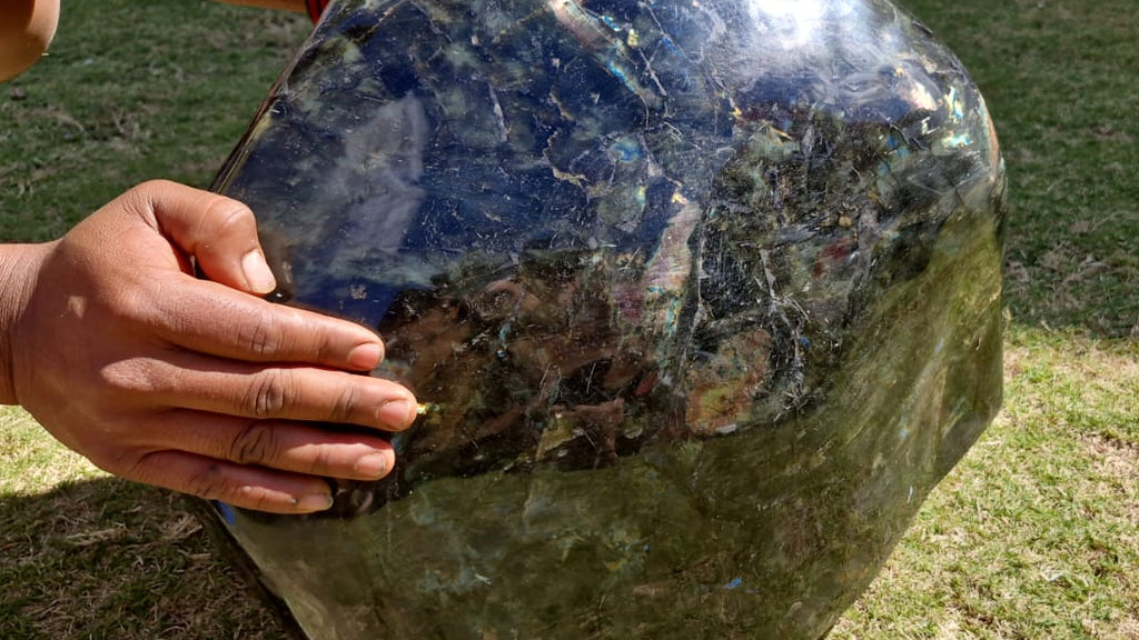 (+12 WEEKS!) Polished XXL Labradorite Standing Display Piece x 1 From Tulear, Madagascar