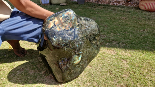 (+12 WEEKS!) Polished XXL Labradorite Standing Display Piece x 1 From Tulear, Madagascar