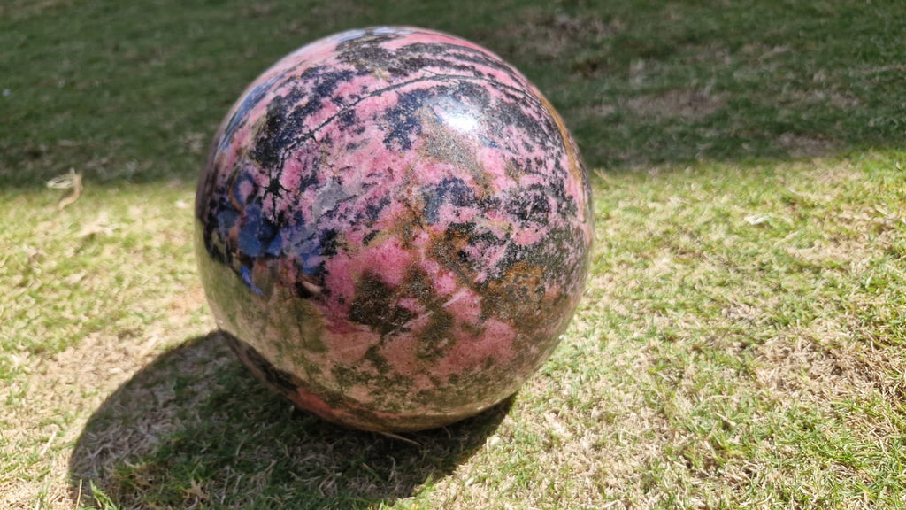 (+12 WEEKS!) Polished XL Rhodonite Gemstone Sphere x 1 From Ambindavato, Madagascar