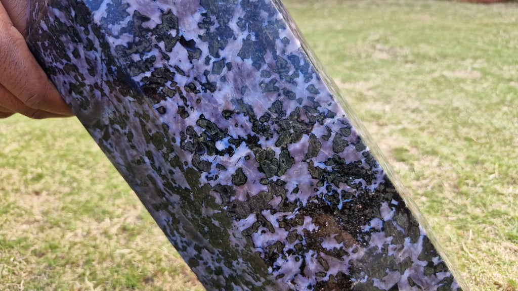 (+12 WEEKS!) Polished XL Gabro "Merlinite" Gemstone Standing Display Tower x 1 From Ambatofinandrahana, Madagascar