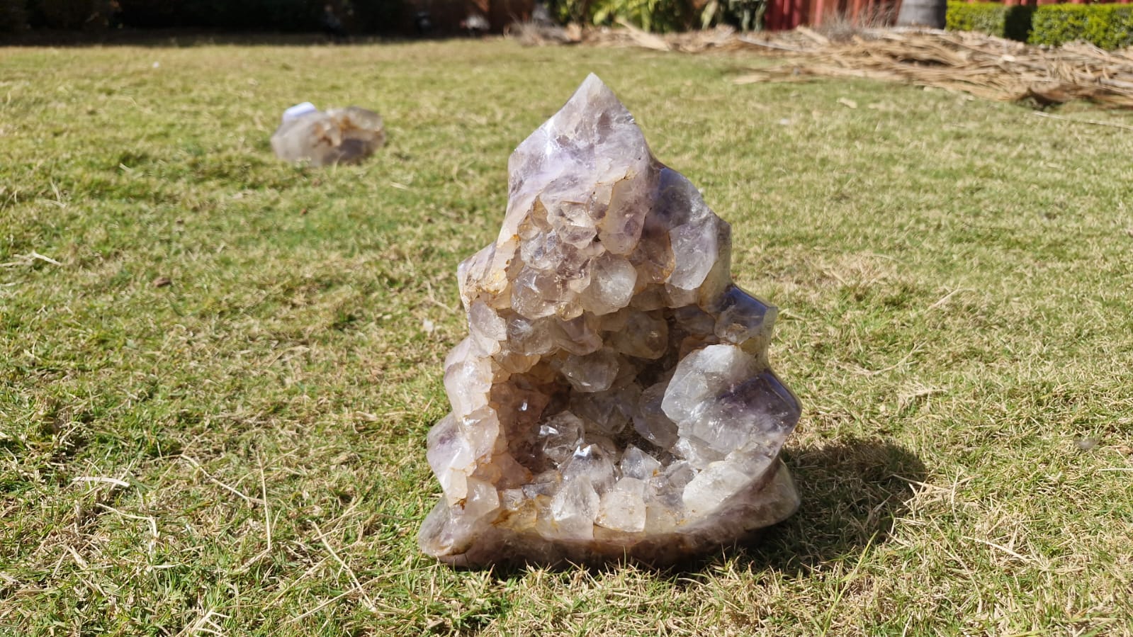(+12 WEEKS!) Polished and Natural Large Agate with Amethyst Crystal Centre Geode Flame x 1 From Maintirano, Madagascar
